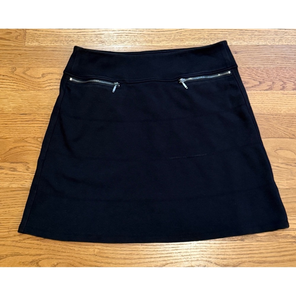 Athleta Black Zipper Pocket Mini Skirt Style 861887 Small Cotton Blend Stretch
